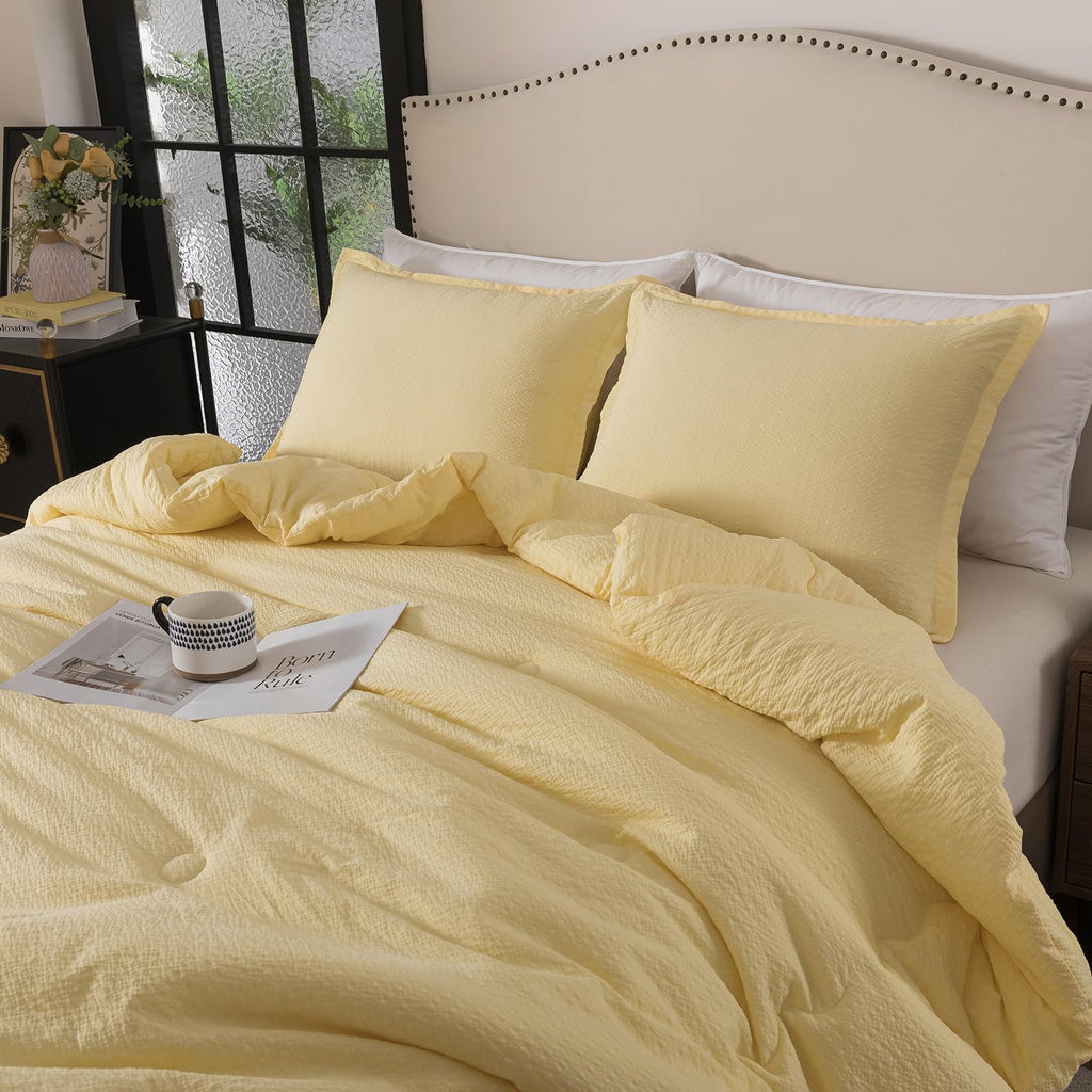 Yellow Solid Microfiber Comforter 3 Pieces