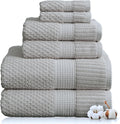 100% Cotton 6-Piece Bath Towel Set | Grey | Oeko-TEX | Quick-Dry | 30" x 52" Bath Towels | 16" x 28" Hand Towels |