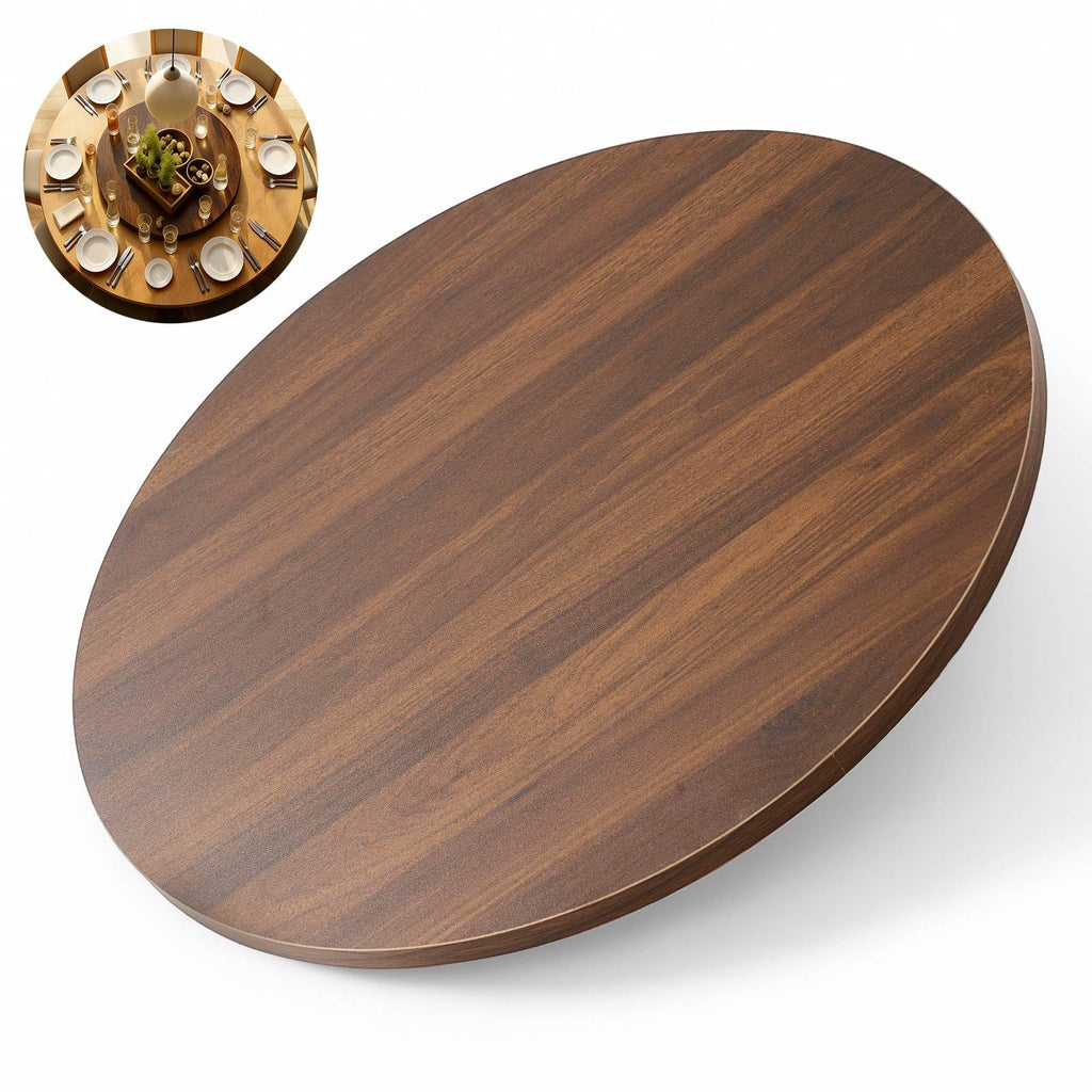 24'' Lazy Susan Turntable Tray for Table Top, Black Walnut