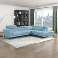 Leather Match L-Shaped Sectional Sofa, Right Chaise, Blue