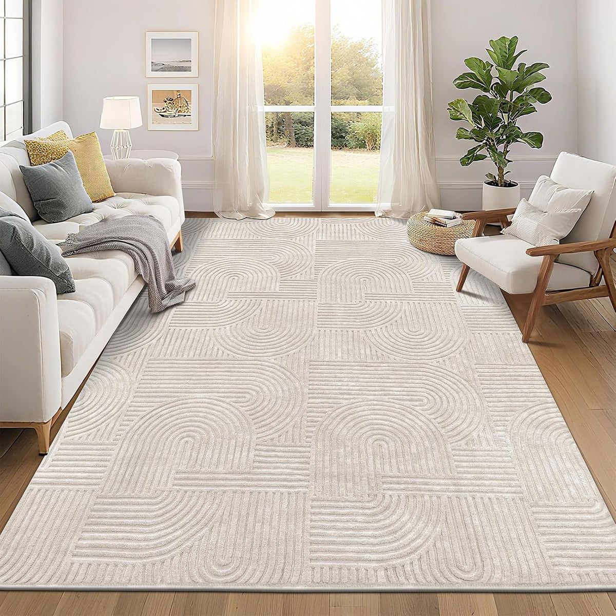 Area Rugs, Modern Non Slip Washable Rug, Beige