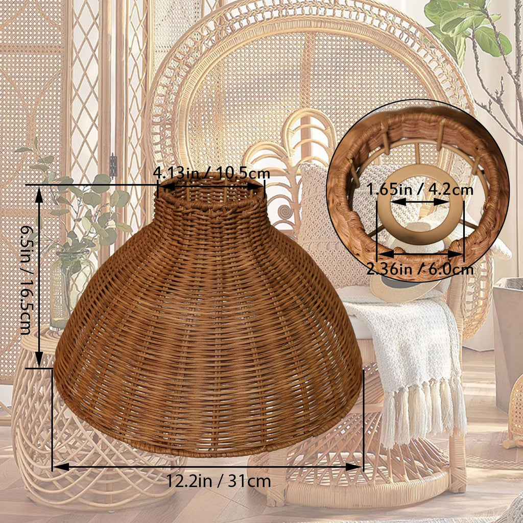 Rattan woven Pendant Lights Shade Rattan Hanging Lamp Shades for Pendant, Floor, Table, and Wall Lamps - Boho Wicker