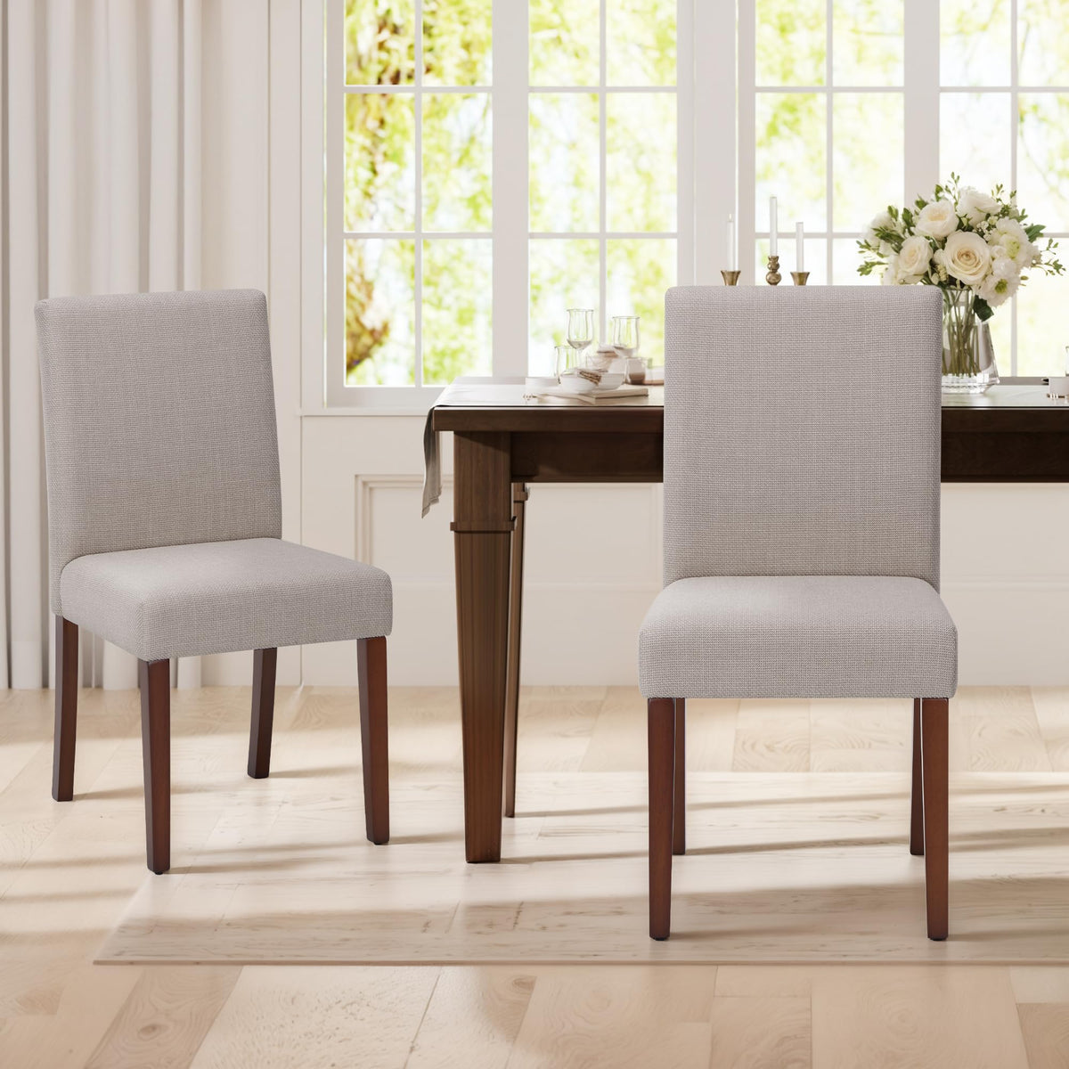 Upholstered Set of 2, Modern Fabric Dining Room Chair, Wooden Dining Chair, Kitchen Side Chairs, Farmhouse Dinner