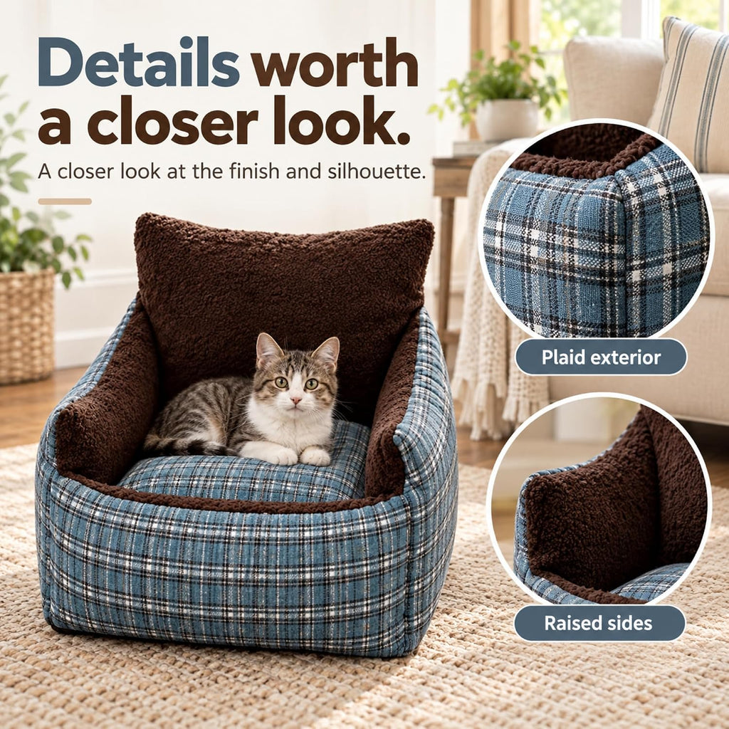 Dog Couch Bed - Orthopedic Pet Sofa with Bolstered Edges, Removable Washable Cover, Scratch Resistant Non-Slip Base