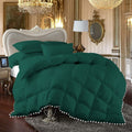 5 Piece White Vintage Pom-Pom Fringe, Box Design Comforter Set 1000 Thread Count, 550 GSM Filling, 100% Egyptian