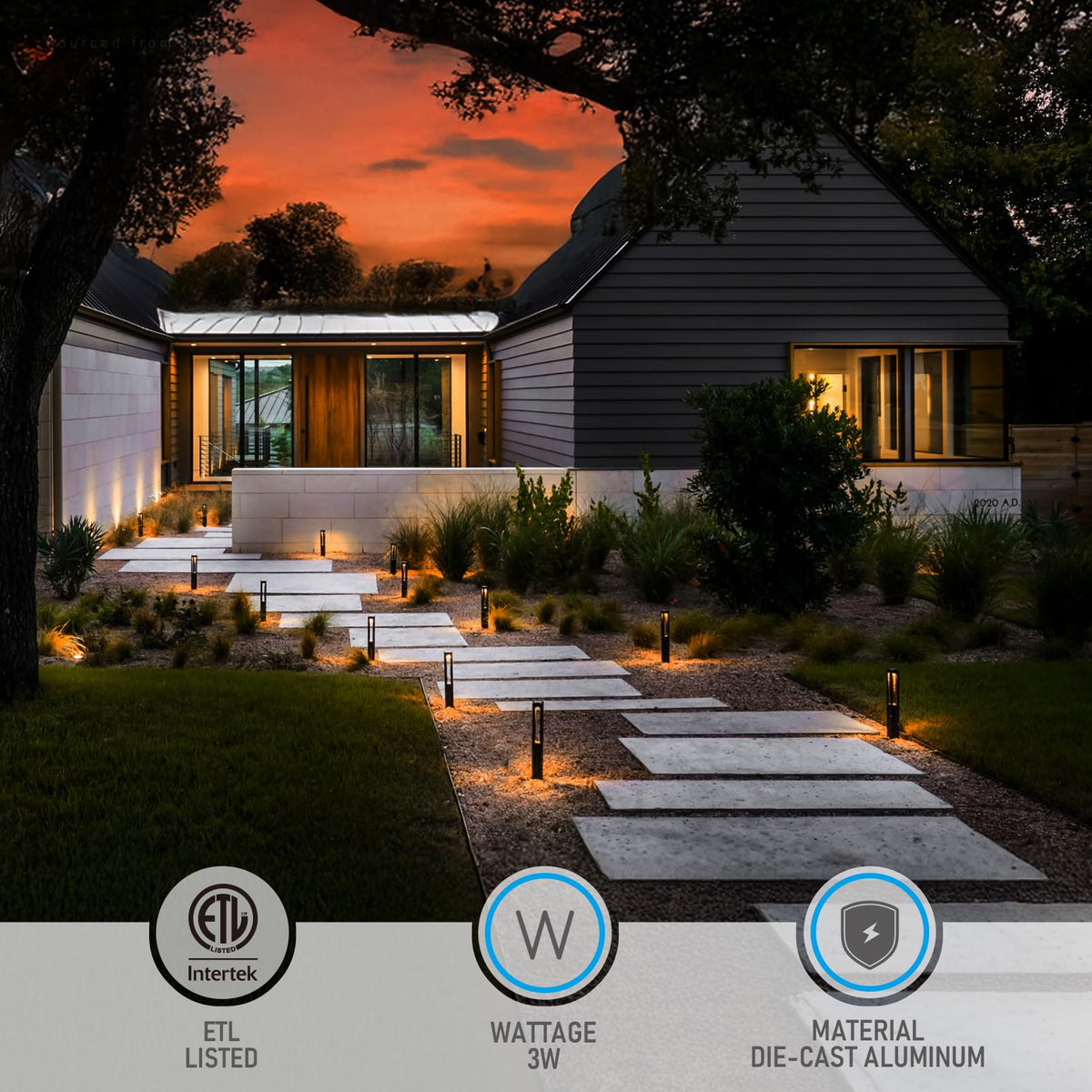 3W 5CCT LED Low Voltage Path Lights Aluminum Black