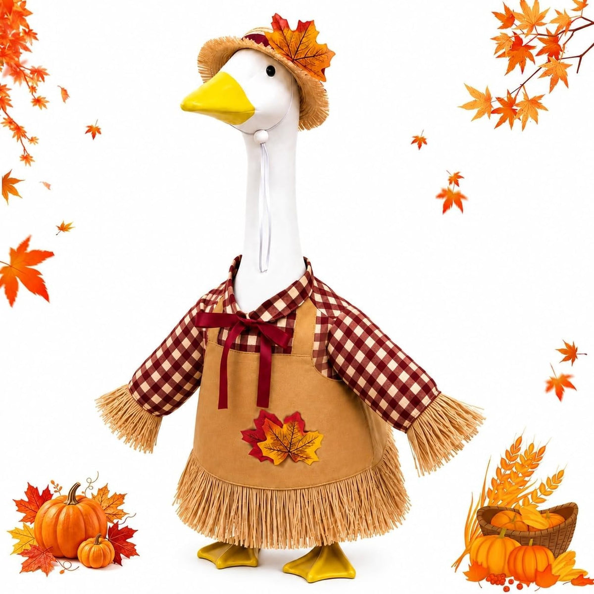 Scarecrow Fall Porch Goose Outfits for 23" Cement Goose Set