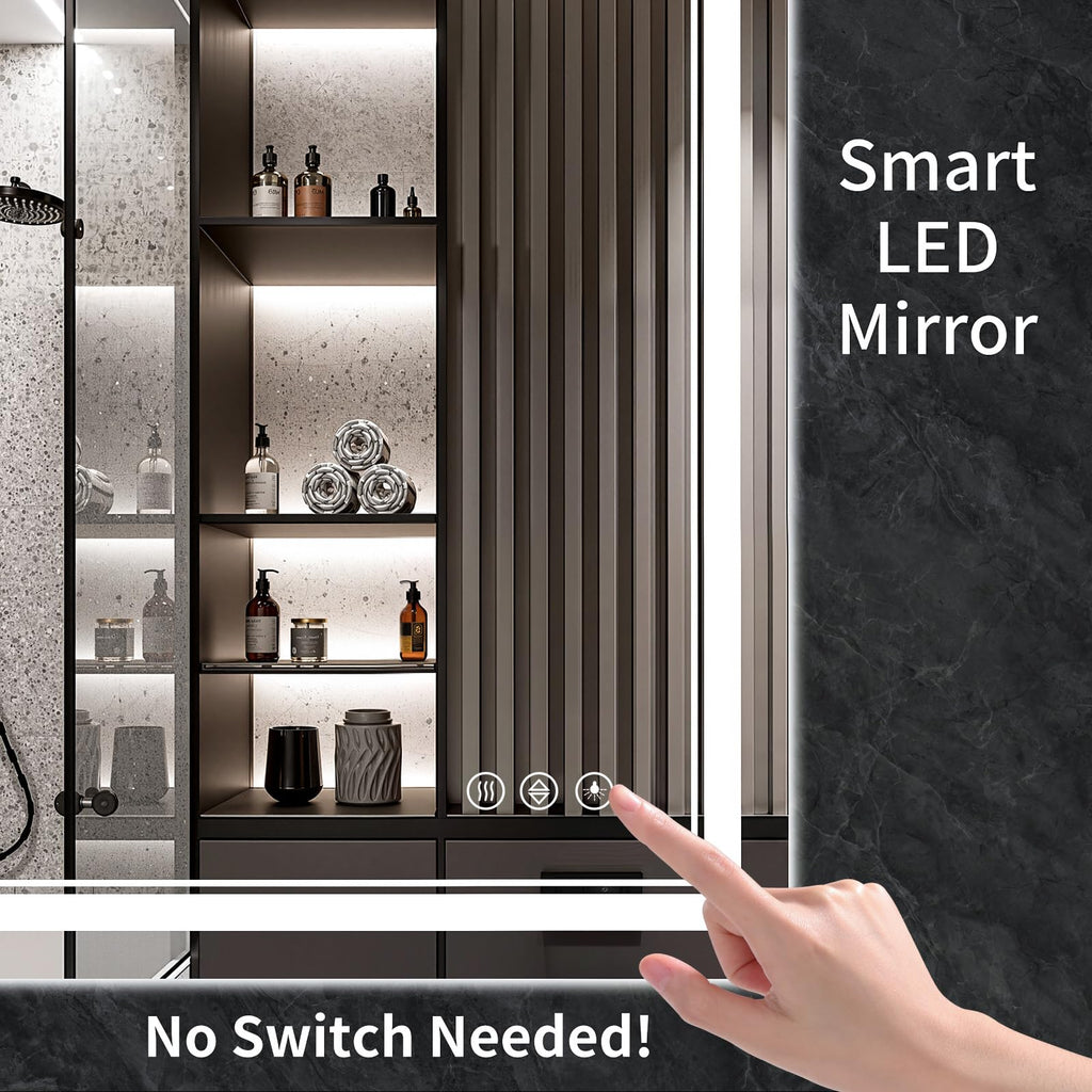 55"x36" LED Bathroom Mirror with Lights,Anti-Fog,3 Color Modes