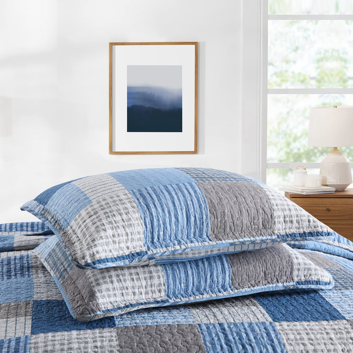 100% Cotton Quilt Farmhouse Plaid 3-Pieces Bedding