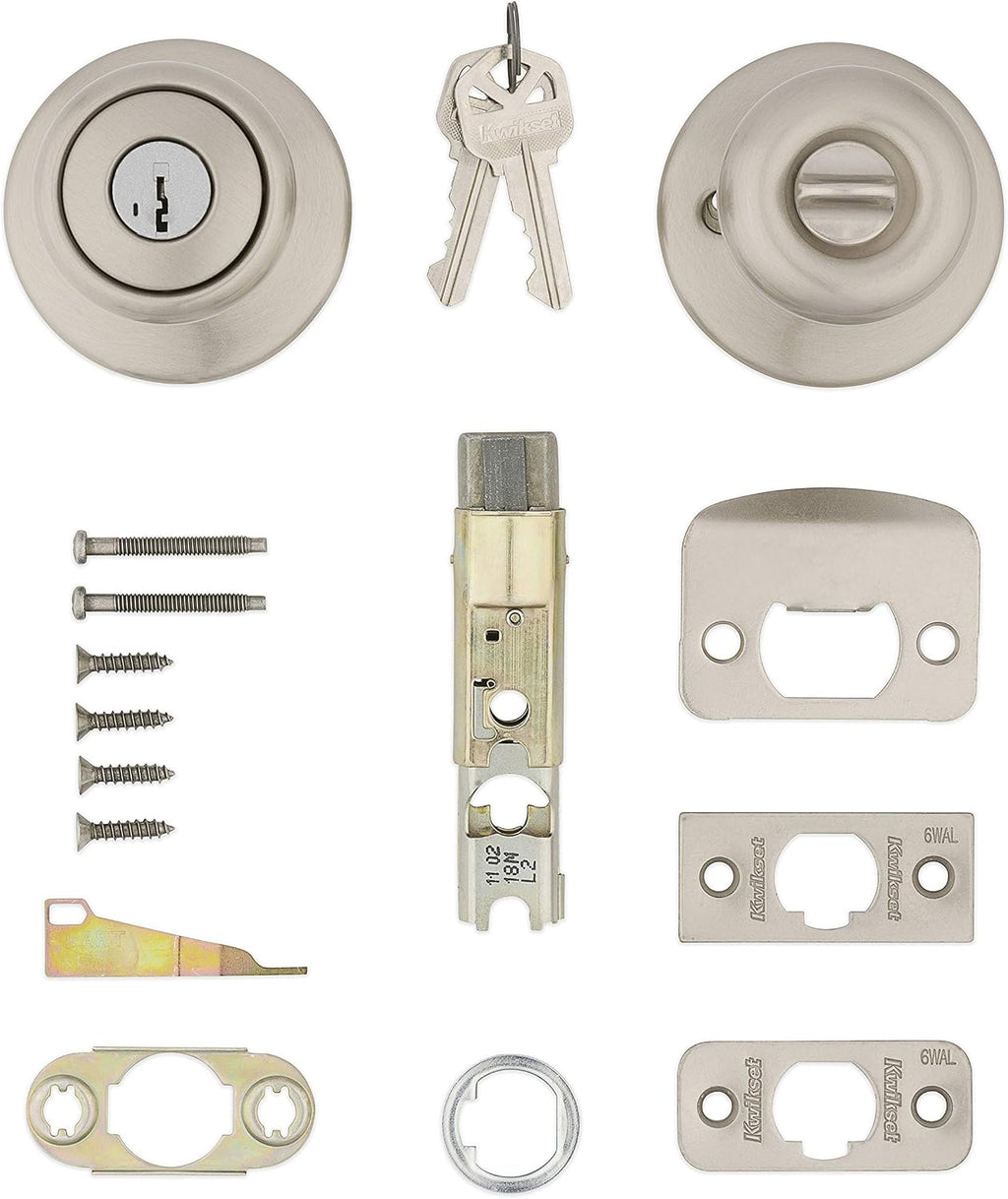 Tylo Entry Door Knob with Lock and Key, Secure Keyed Handle Exterior, Front Entrance and Bedroom, Satin Nickel, Pick