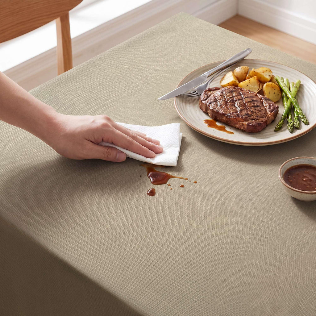 Linen Textured Table Cloths 60 x 104 Inch Premium Solid Tablecloth Spill-Proof Waterproof Table Cover for Dining