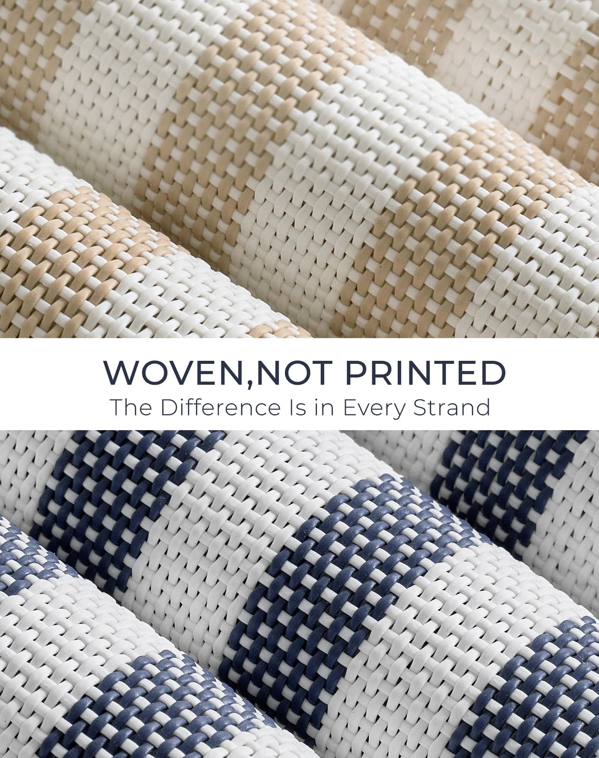 Blue White Striped Woven Vinyl Placemats Set of 12