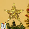 Christmas Star Tree Topper with Lights and Sequins, Gold