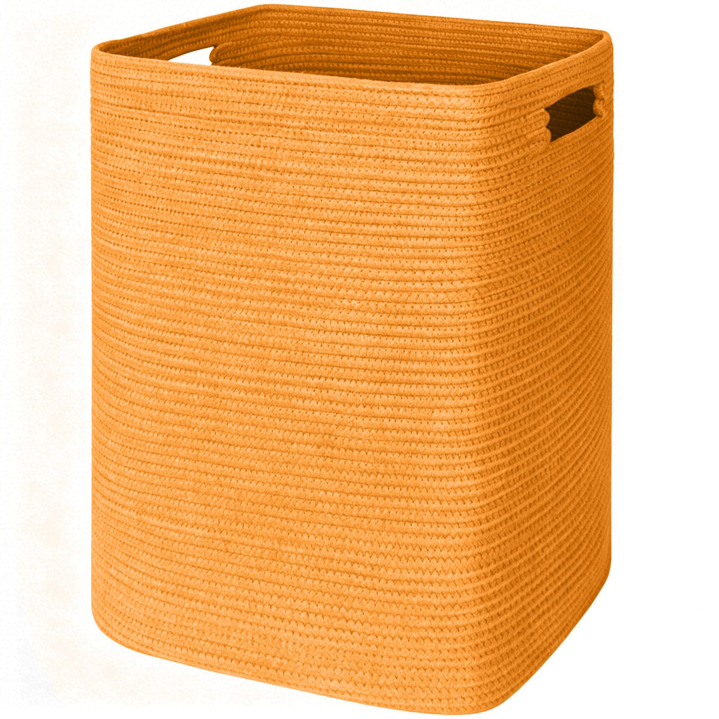 Orange Laundry Hamper 16"x13"x22" - Tall Woven Laundry Basket, Large Cotton Rope Clothes Hamper, Bedroom Aesthetic
