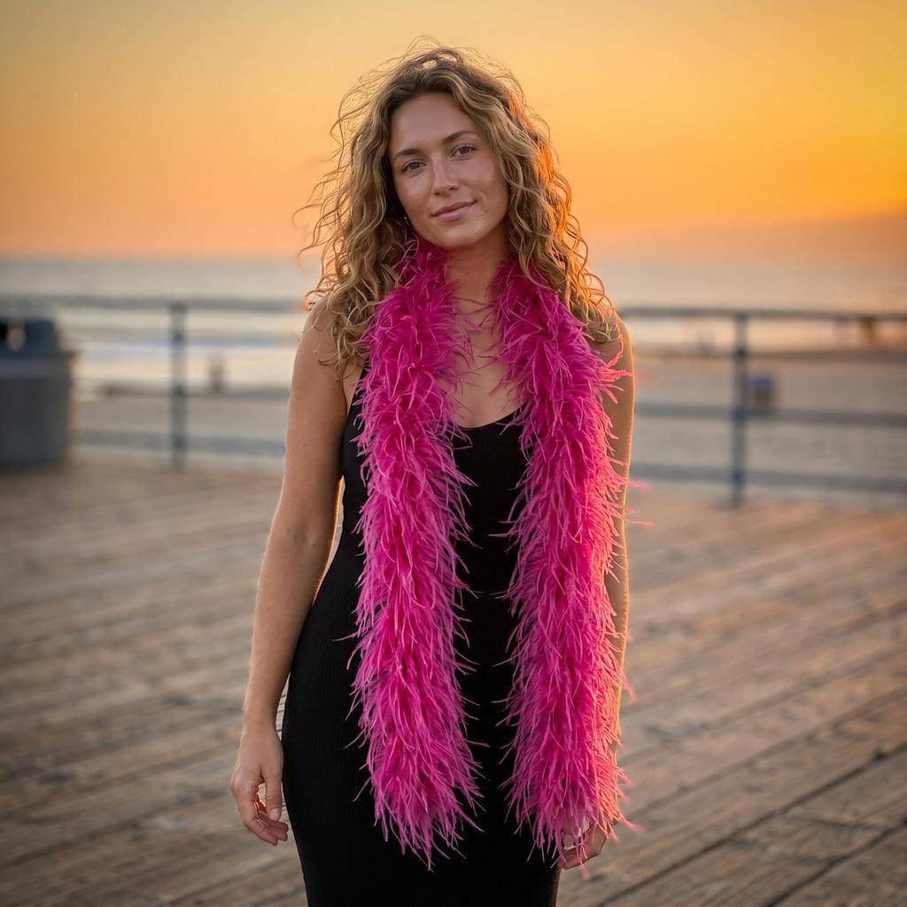 5 ply Hot Pink Ostrich Feather Boas.