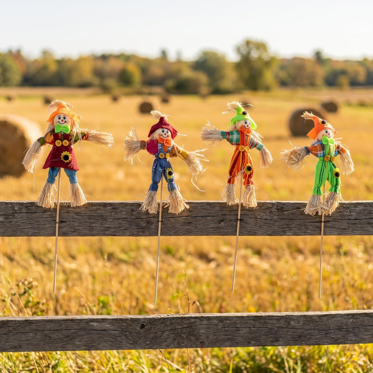 4 Pack Scarecrow Picks, 12.6 in Fall Scarecrow Decorations