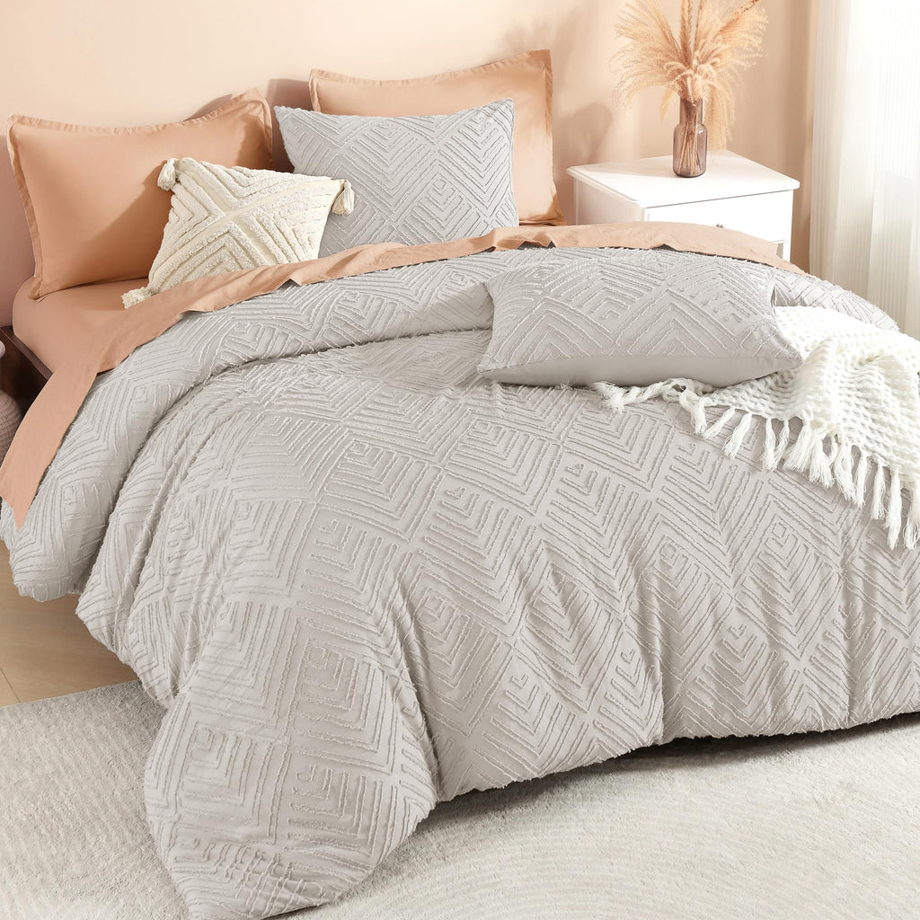 California King Comforter Set, 3 Pcs Tufted Boho Bedding Set
