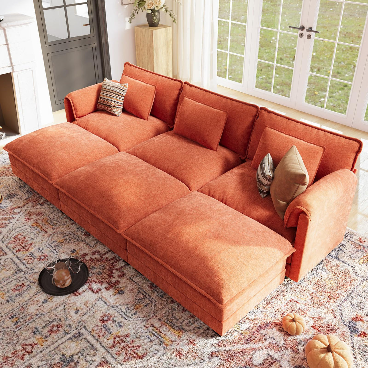 116" Oversized Cloud Couch Modular Sectional Couches, Large 6-Seat Deep Seat Sleeper Sofa Bed Modern Sofa with
