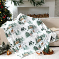 Christmas Tree Elk Flannel Throw Blanket 60"x50", Winter Throw