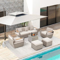 Patio Furniture Set, Oversized 7-Seat Outdoor Sectional with Ottoman and Coffee Table, Wicker Rattan Patio Sofa Set