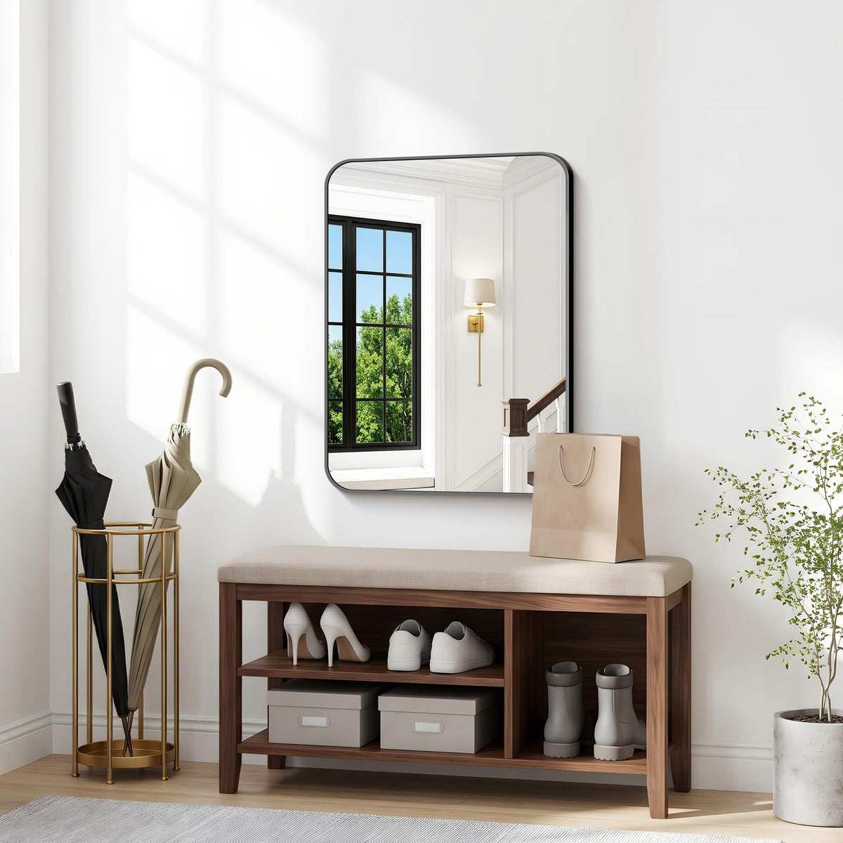 24x30 inch Bathroom Mirror 2-Pack, Black Rectangle Mirror