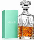 Crystal Whiskey Decanter, Lead-Free Barware Gift for Men, Scotch Bourbon Liquor, Irish Cut, 750ml