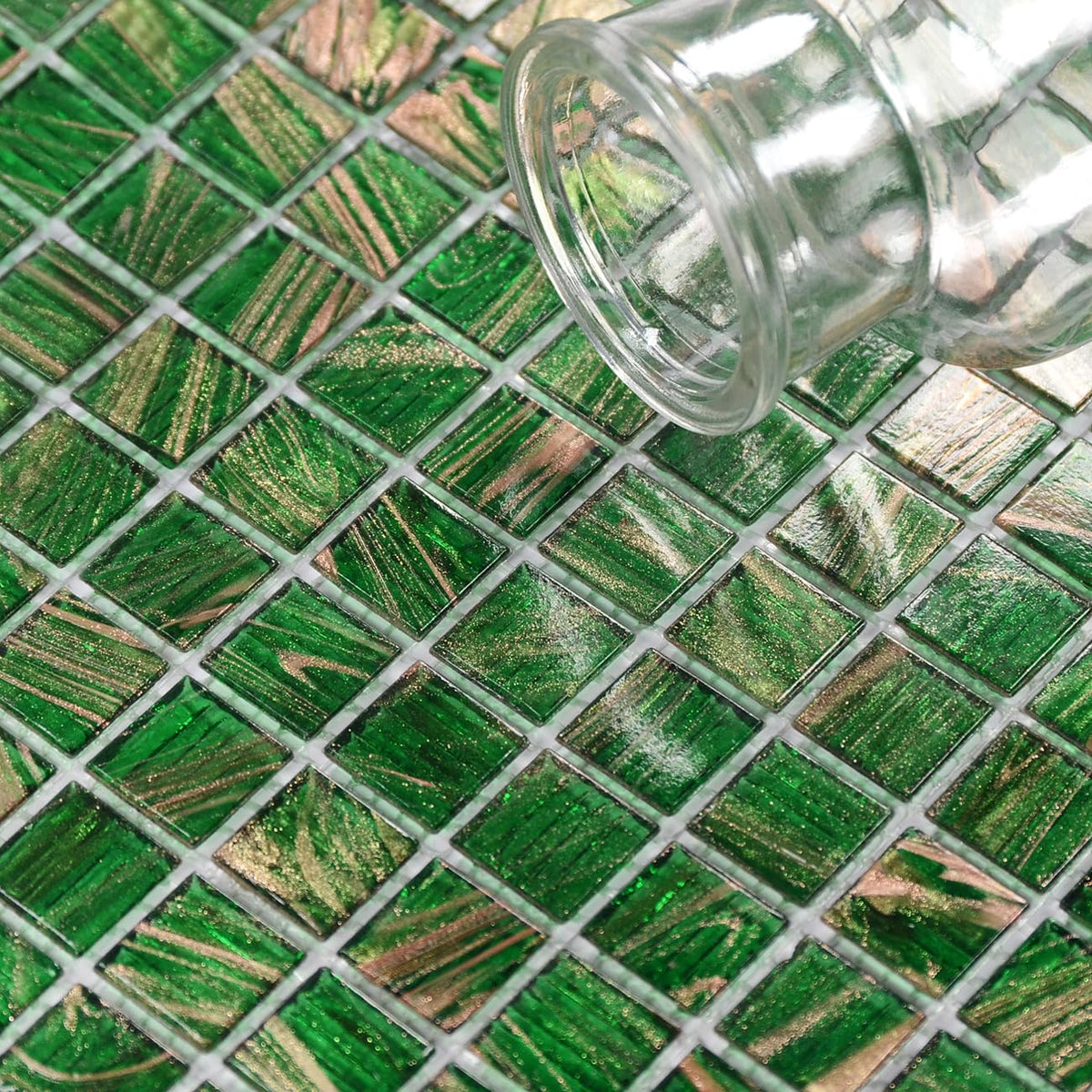 11.5 sq.ft Green Glass Mosaic Tile , Pool, Kitchen Backsplash