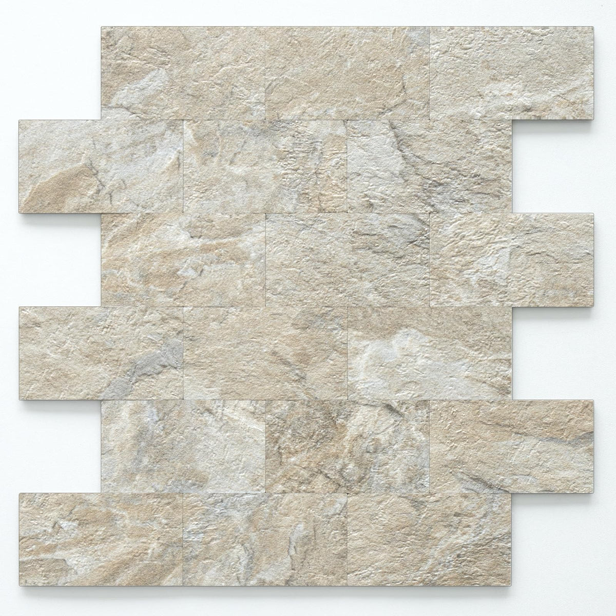 10 Sheets Sandstone Peel and Stick Backsplash Wall Tiles, 12"x12" Thick PVC Subway Tile Backsplash