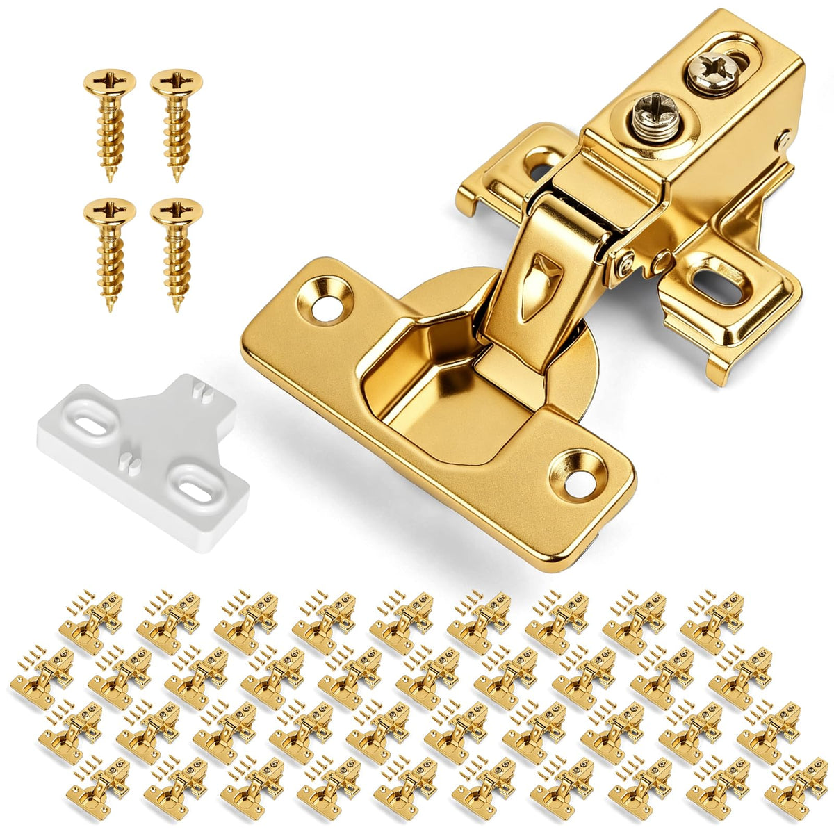 40 Pack (20 Pair) Soft Close Cabinet Hinges, 1/2 Overlay Soft Close Hinges Cabinet, Stainless Steel, Built-in Damper