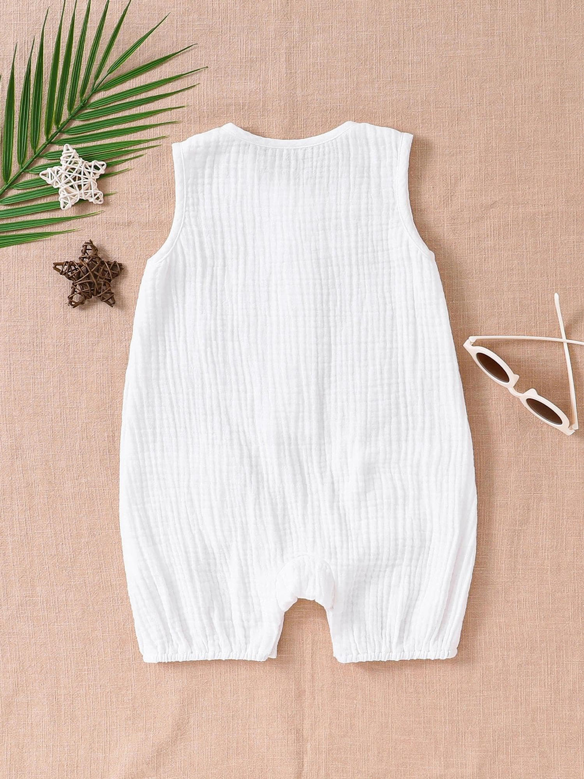 Baby Boy Girl Clothes Unisex Muslin Sleeveless Romper White