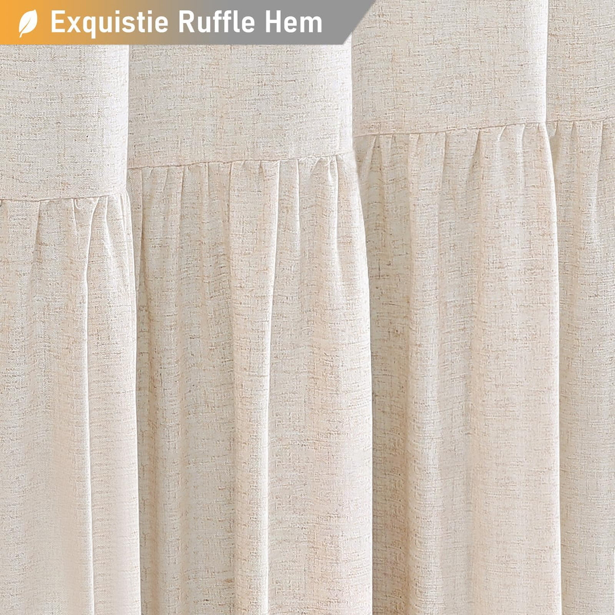 Stall Linen Ruffle Farmhouse Cloth, 54x78, Beige/Cream