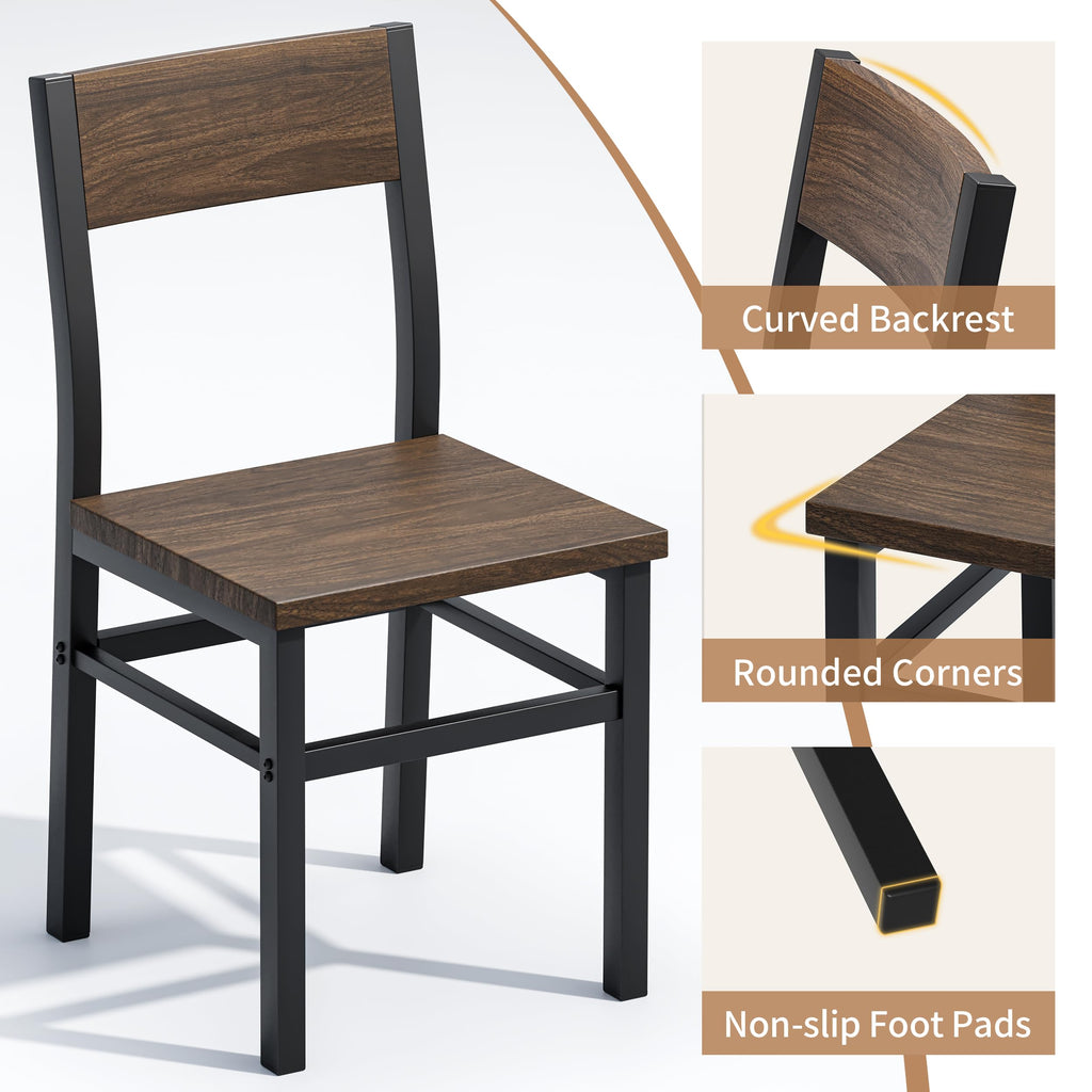 Nut-Brown Dining Chairs Set of 4, Farmhouse Kitchen Room Chairs