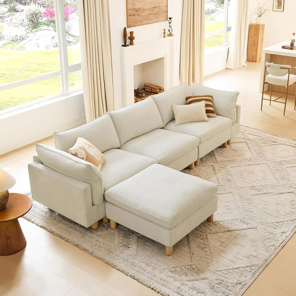 127" Super Large Sectional Couches , Modular Cloud Couch Sectional Sofa, Premium Fabric Couches, Down Filled, High