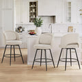 26''H Swivel Bar Stools Set of 3, Counter Height Bar Stools with Backs, Lumbar Pillow and Black Metal Frames
