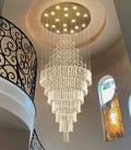Ten-Foot Glam Crystal Chandelier with LED Bulbs, 40 Inches Wide, for Foyers