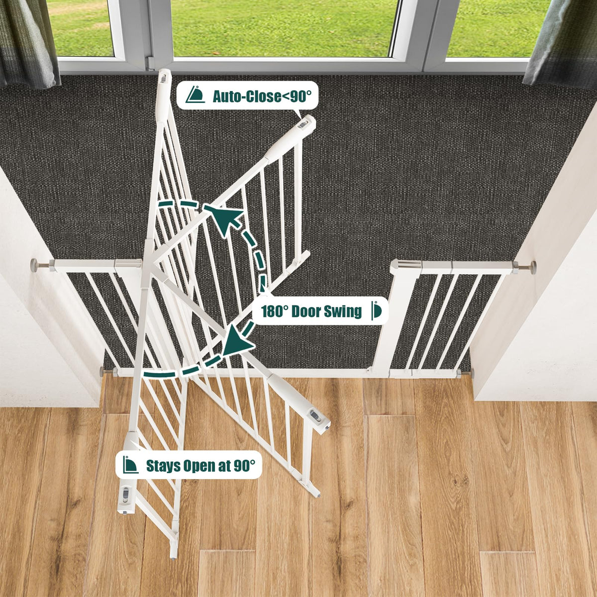 36" Extra Tall Baby Gate for Doorways, Fits 29.7" to 46" Openings