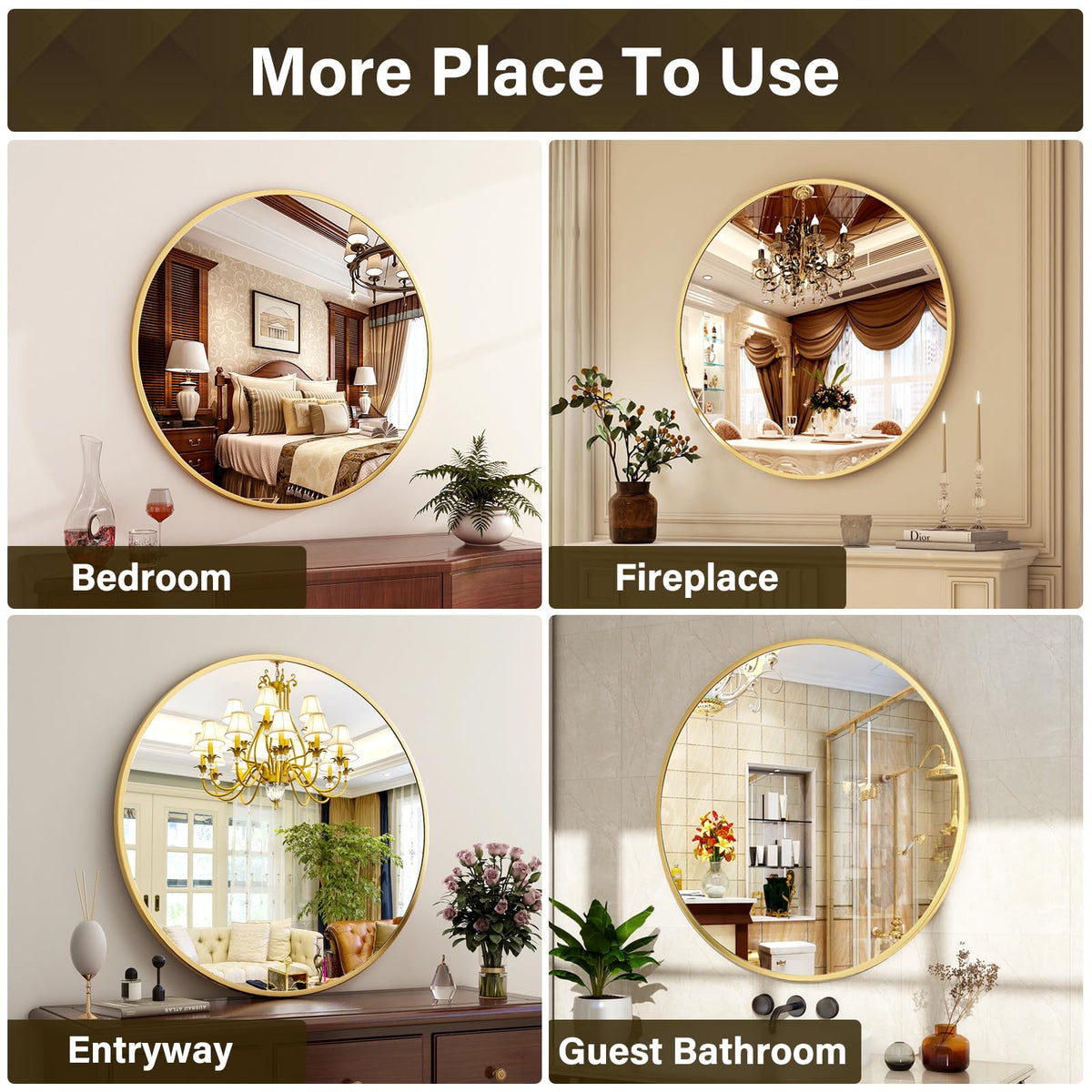 24 Inch Round Mirror-Gold Circle Mirrors