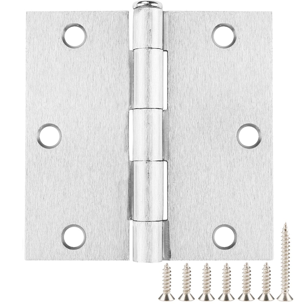 Door Hinges Satin Nickel 3.5 Inch Square Corners 12 Pack