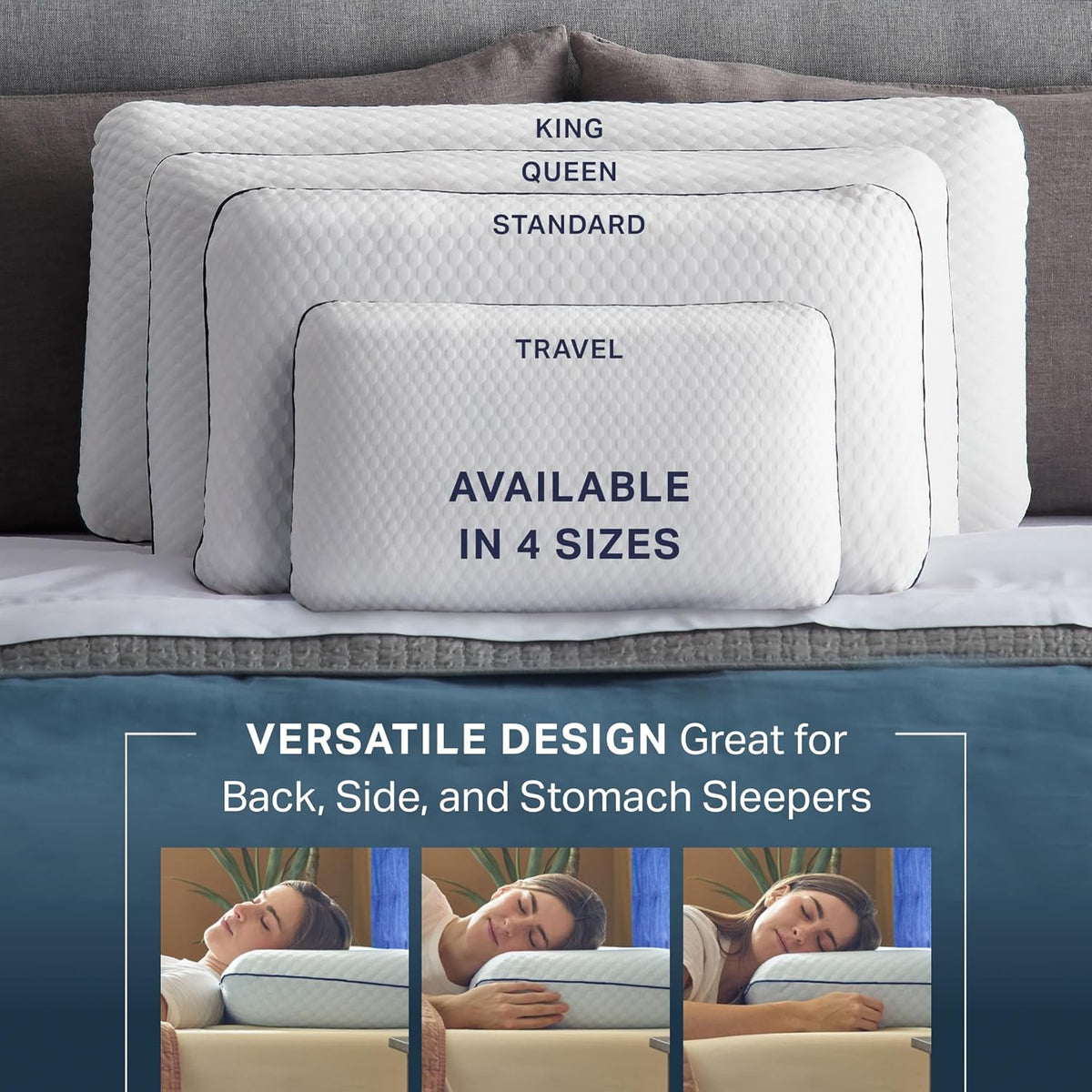 Cooling Gel Memory Foam Pillow for Sleeping - Queen Size, Ventilated Cooling Pillow for Side & Back Sleepers, Neck &