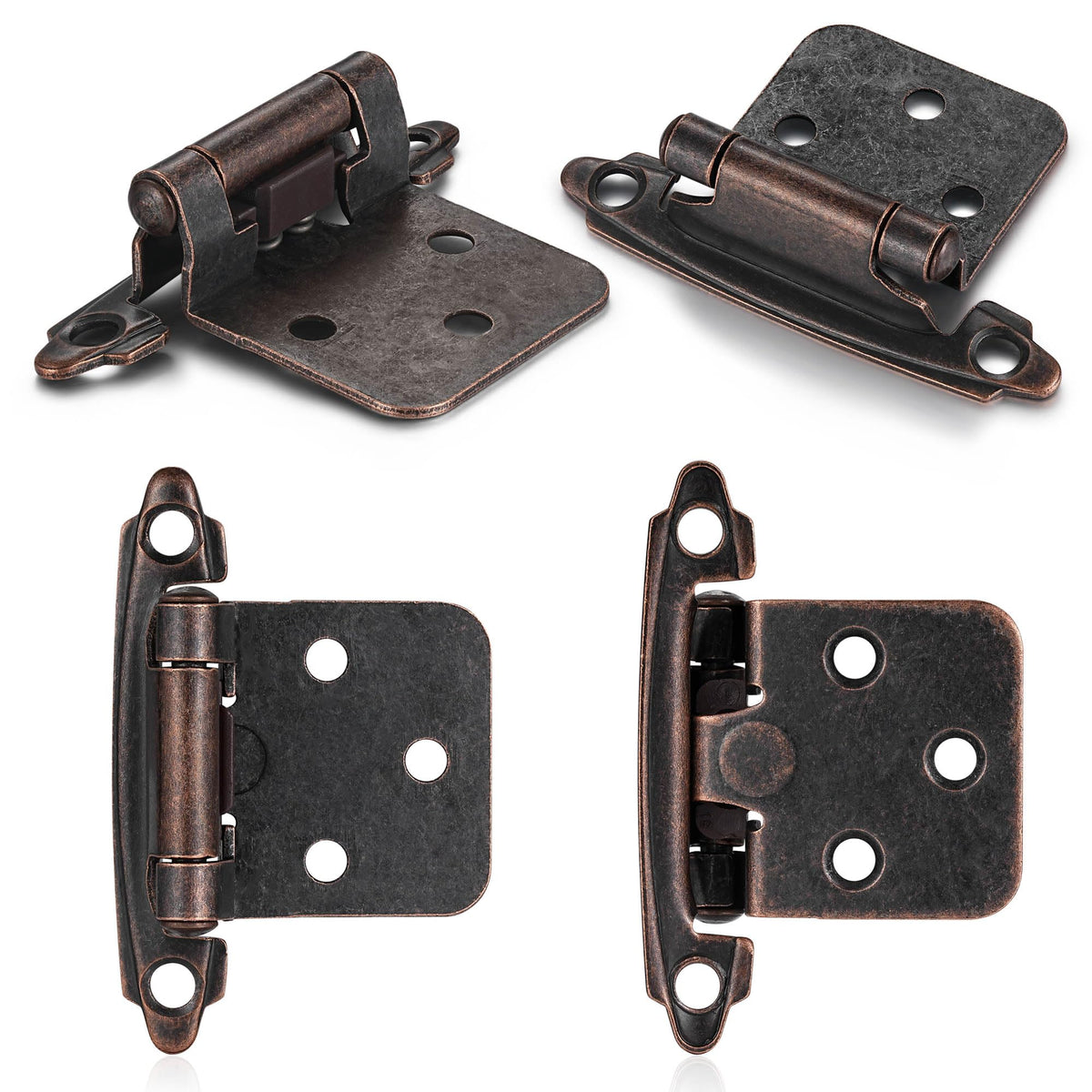 Oil Rubbed Bronze Kitchen Cabinet Hinges, 1/2" Overlay, 10 Pack