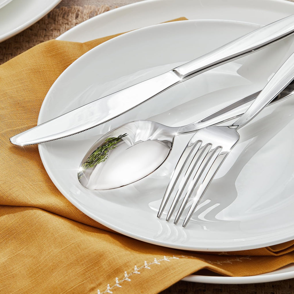 Silverware Set, Premium Stainless Steel Flatware Set (Silver, 10-Piece)