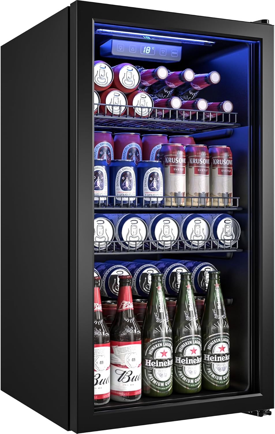 Beverage Refrigerator Cooler-130 Cans Freestanding Mini Fridge Cooler with Glass Door