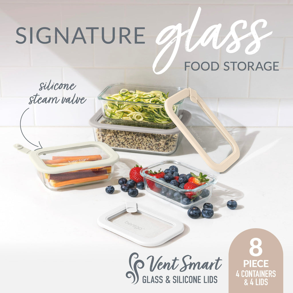 Signature Glass Food Storage Containers with Lids, 8 Piece Set