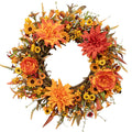 22 Inch Artificial Fall Wreath Autumn Wreaths for Front Door Thanksgiving Wreath with Peony Dahlia Daisy Flowers for