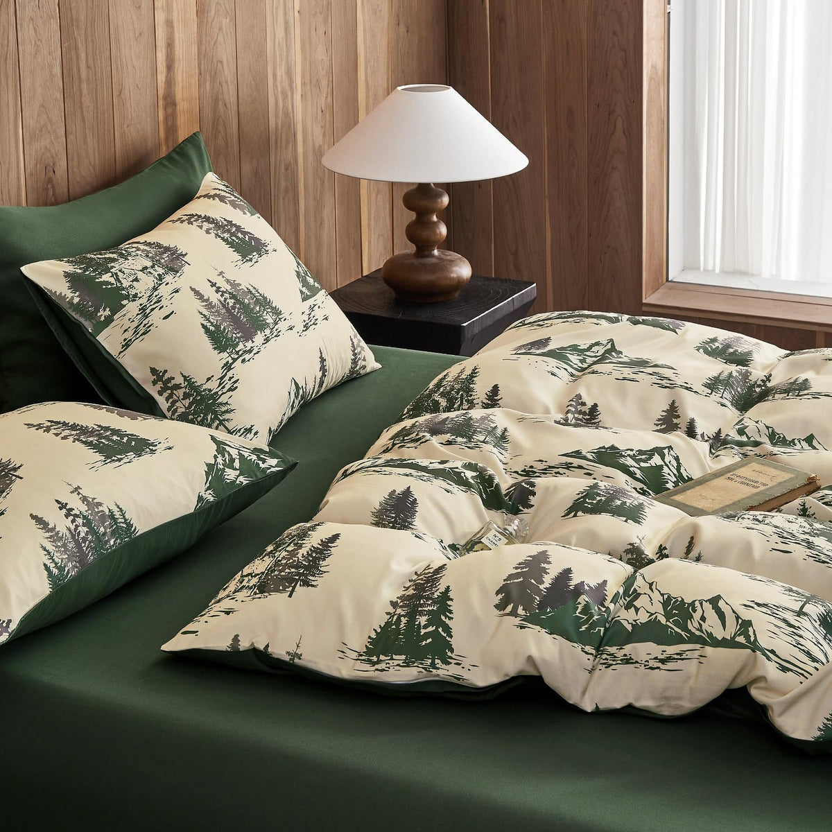 Rustic Comforter Set, Green Brown