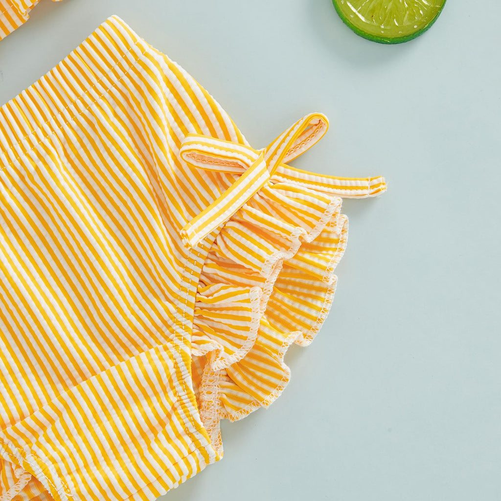 Baby Swimsuit Girl Toddler Bikini Sets Sleeveless Ruffle Striped Bathing Suit Infant Beach Swimwear