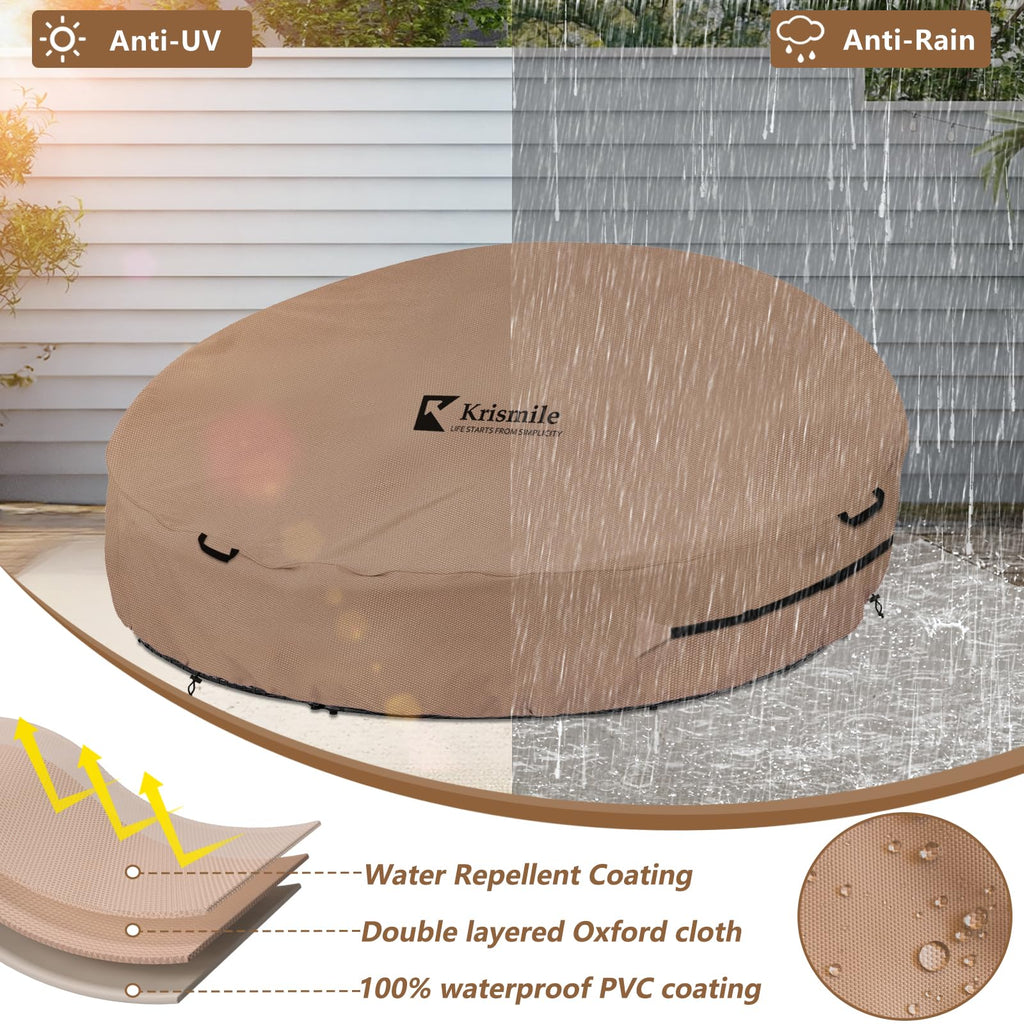 Heavy Duty 600D Waterproof Outdoor Daybed Cover for 75" Round Patio Sofa - UV-Resistant All-Weather Protection