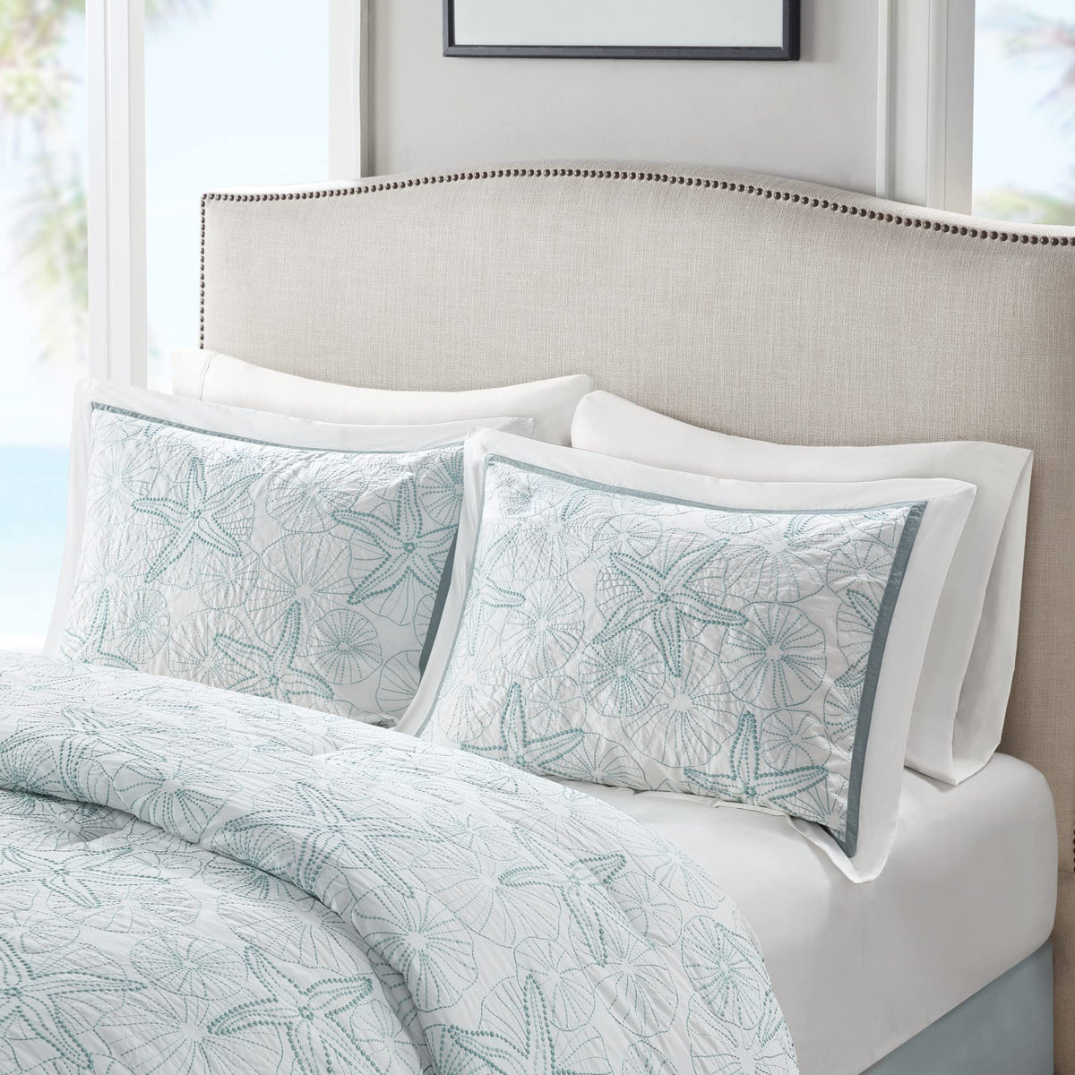 4-Piece Maya Bay Cotton Embroidered Oversized Comforter Set, White