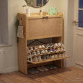 Shoe Storage Cabinet , 2 Flip Drawers with 3-Tier Rack Each, 6-Layer Total Storage, Narrow Shoe Cabinet with Linen