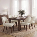 Wooden Set of 6, Fabric Upholstered Dining Room Chairs